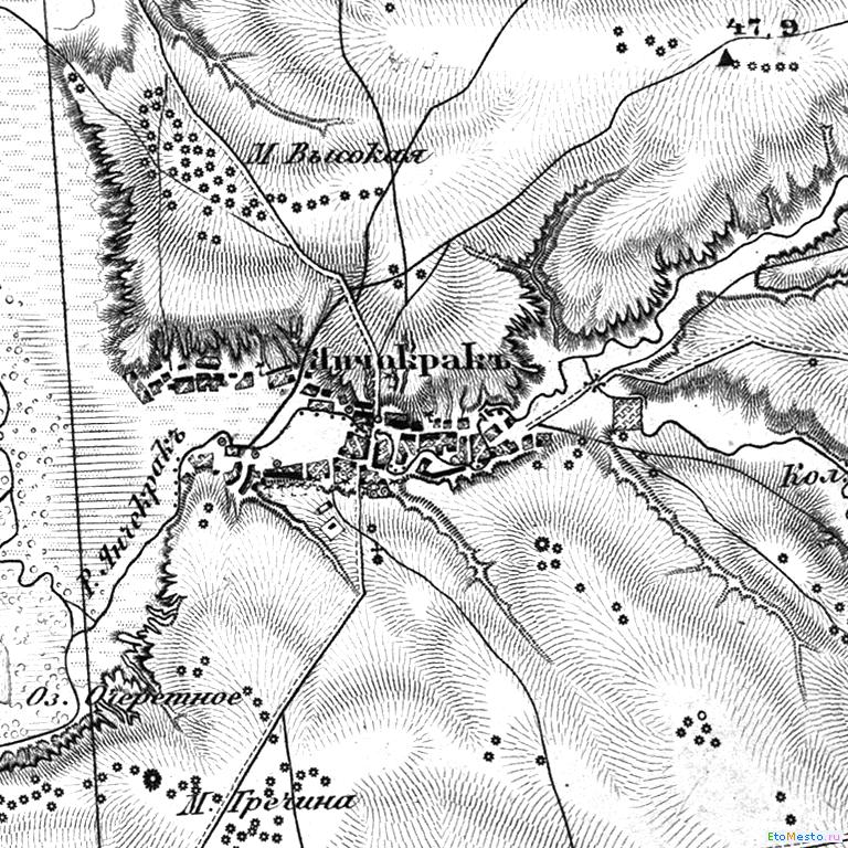 Янчекрак на картах 1875 года
